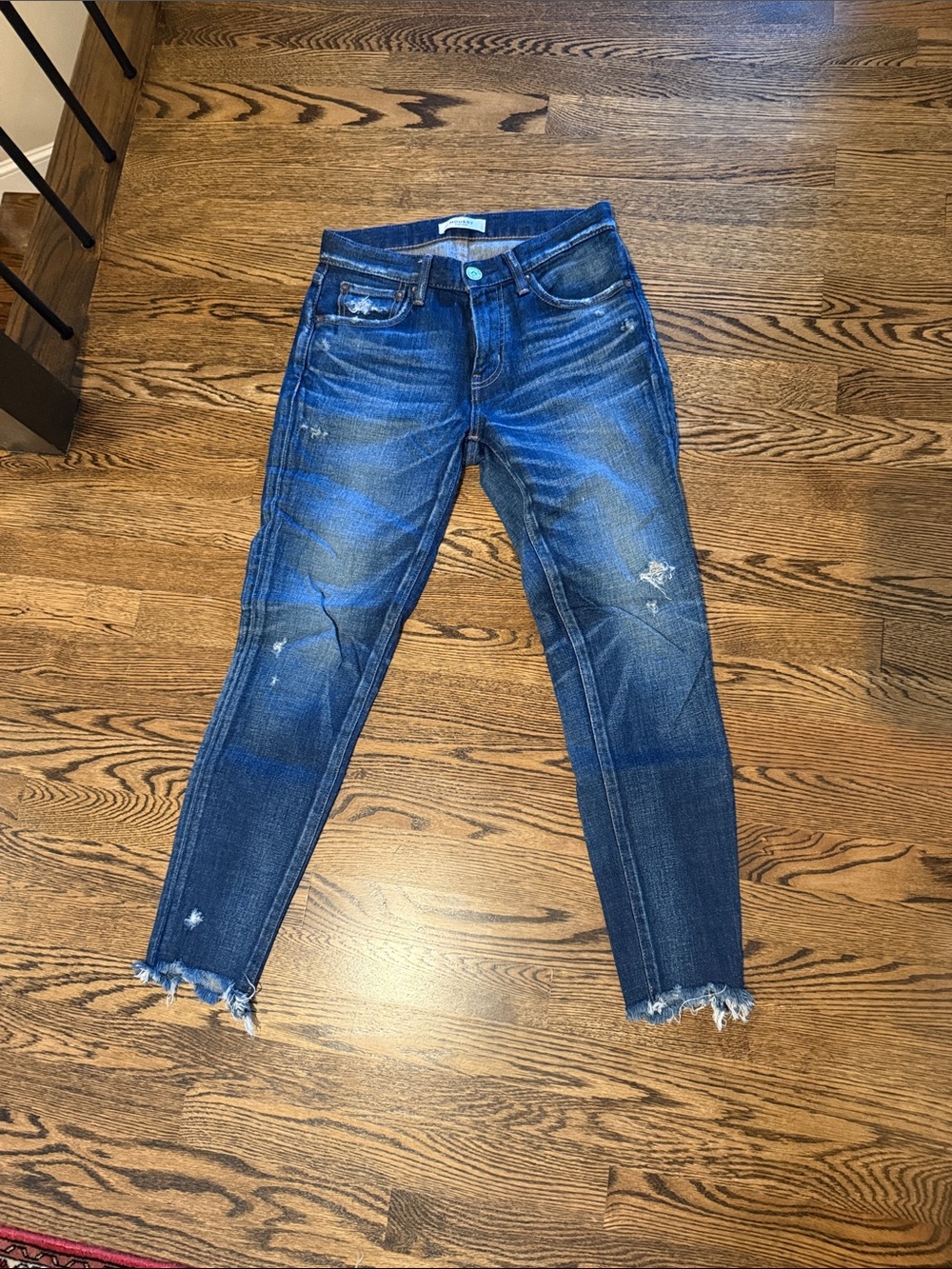 Moussy Dark Blue Distressed Skinny Jeans